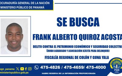 Fiscalía de Colón busca a ciudadano requerido por robo agravado y asociación ilícita
